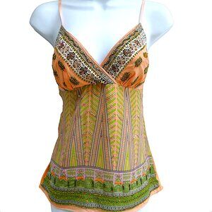 SiLK BeaDeD Hale Bob Babydoll Cami Top Surplice Adj Straps Lined Fairy Rock Star